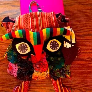 Hippy Owl hemp backpack w patchwork detail